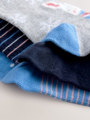 Blue and Grey Cotton Rich Chirstmas Character Ankle Socks 3 Pack - Image 3 of 3
