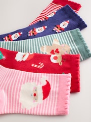 Red Green and Navy Blue - Cotton Rich božič Character Nogavice za gležnje 5 komplet - Slika 3 iz 3