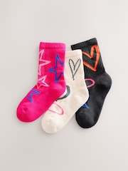 Pink Oatmeal and Charcoal Grey Cotton Rich Cushioned Sole  Ankle Socks 3 Pack - Image 1 of 3