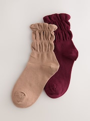 Burgundy Red and Tan Brown - Slouchy gležnjarji 2 Pack - Slika 1 iz 3