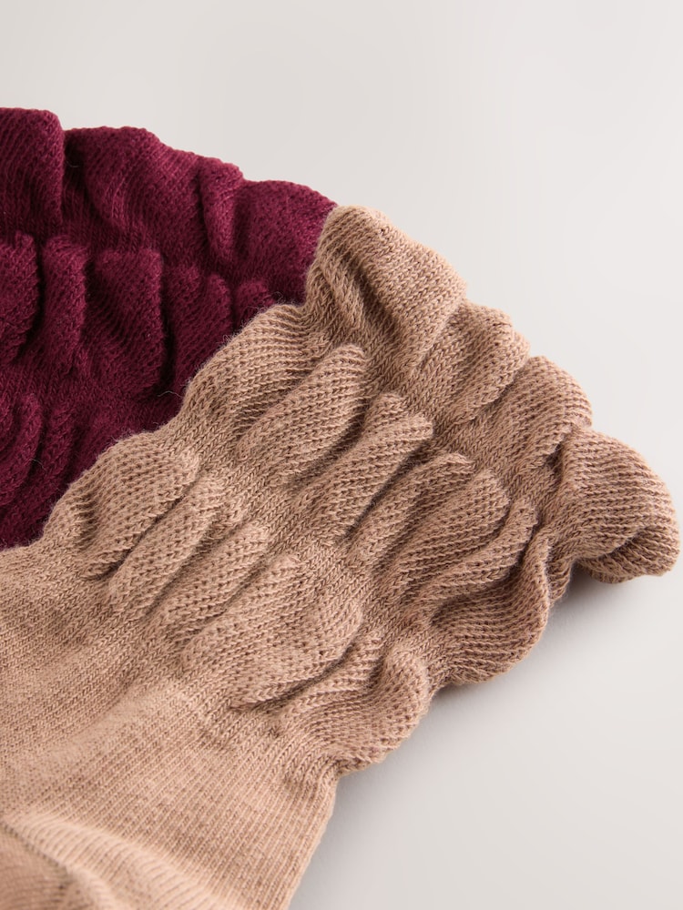 Burgundy Red and Tan Brown - Slouchy gležnjarji 2 Pack - Slika 3 iz 3