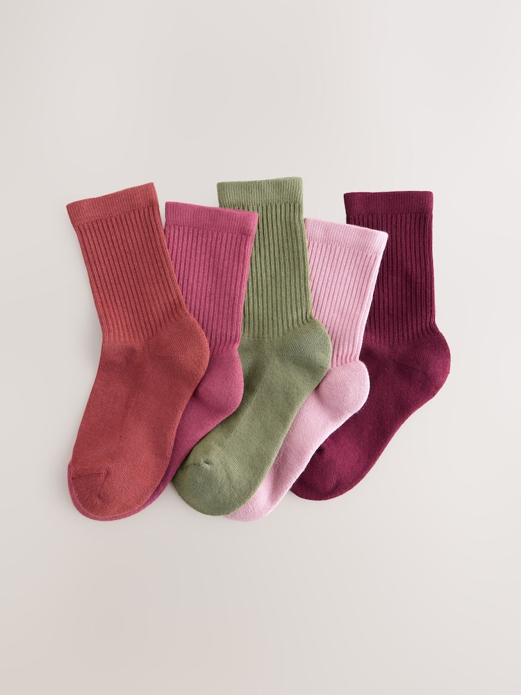 Multi Cotton Rich Ribbed Ankle Socks 5 Pack - Image 1 of 3