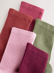 Multi Cotton Rich Ribbed Ankle Socks 5 Pack - Image 2 of 3