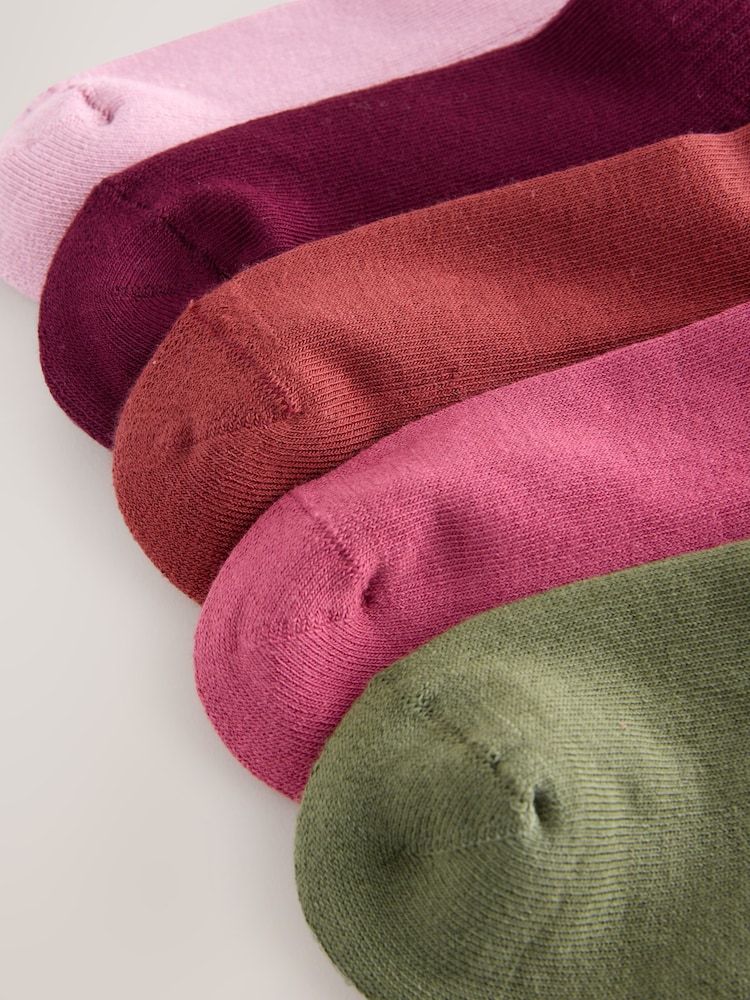 Multi Cotton Rich Ribbed Ankle Socks 5 Pack - Image 3 of 3