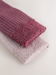 Berry Red and  Pink Rib Welly Socks 2 Pack - Image 2 of 3