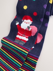 Navy Santa Cotton Rich Christmas Tights - Image 2 of 3