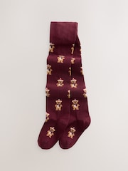 Burgundy Red Cotton Rich Christmas Tights - Image 1 of 3