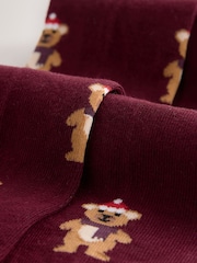 Burgundy Red Cotton Rich Christmas Tights - Image 3 of 3