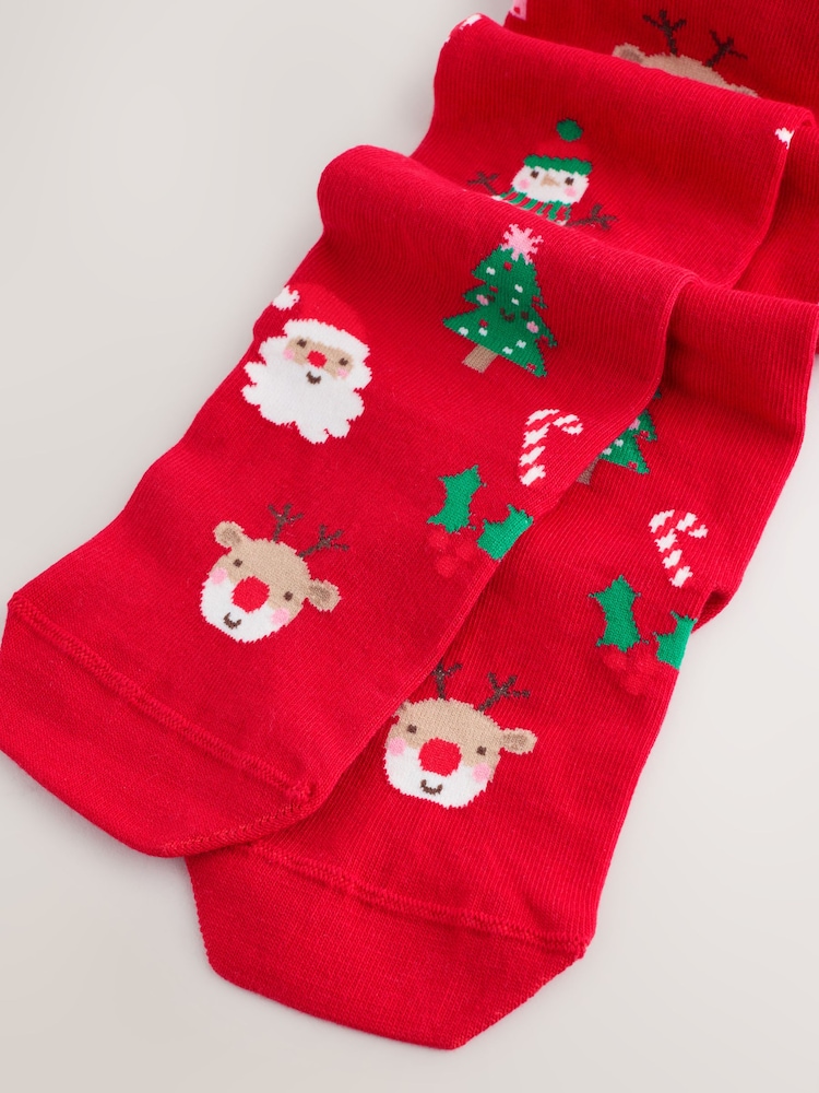 Red Character Cotton Rich Christmas Tights - Image 2 of 3