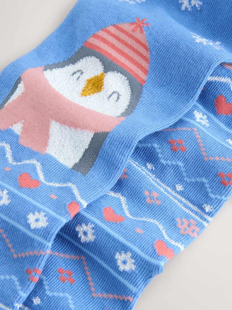 Blue Penguin Cotton Rich Christmas Tights - Image 3 of 3