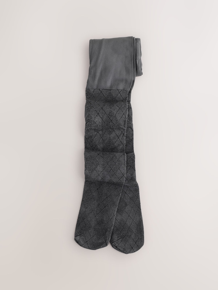 Black Argyle 40 Denier Tights - Image 1 of 3