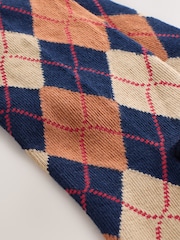 Navy Blue Cotton Rich Argyle Tights - Image 3 of 3