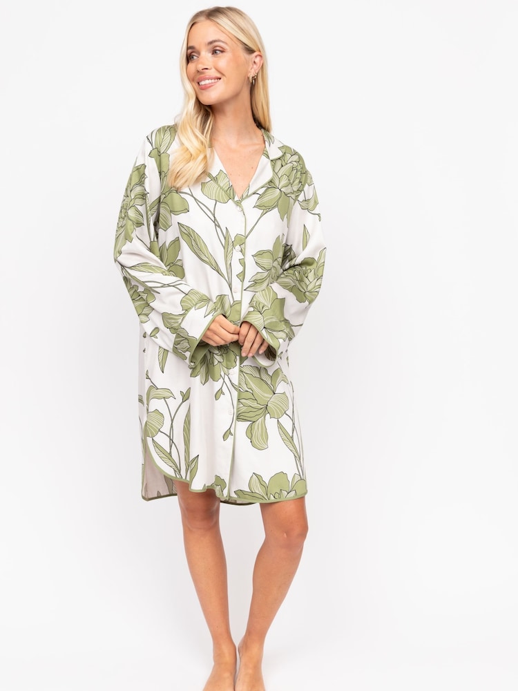 Fable and Eve Green Leaf Long Sleeve Nightshirt - Image 2 of 4