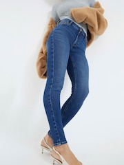 River Island Blue Mid Rise Skinny Fit Jeans - Image 1 of 6