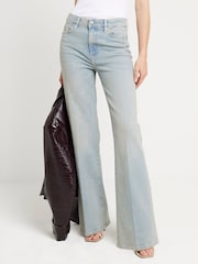 River Island Blue Light Blue High Rise Wide Leg Jeans - Image 1 of 6