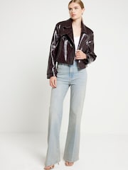 River Island Blue Light Blue High Rise Wide Leg Jeans - Image 2 of 6