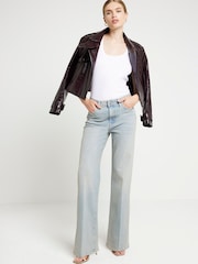 River Island Blue Light Blue High Rise Wide Leg Jeans - Image 3 of 6