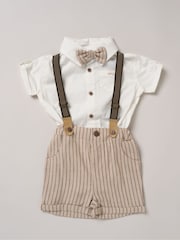 Little Gent Blue Shirt Shorts and Braces Outfit Set - Image 1 of 3