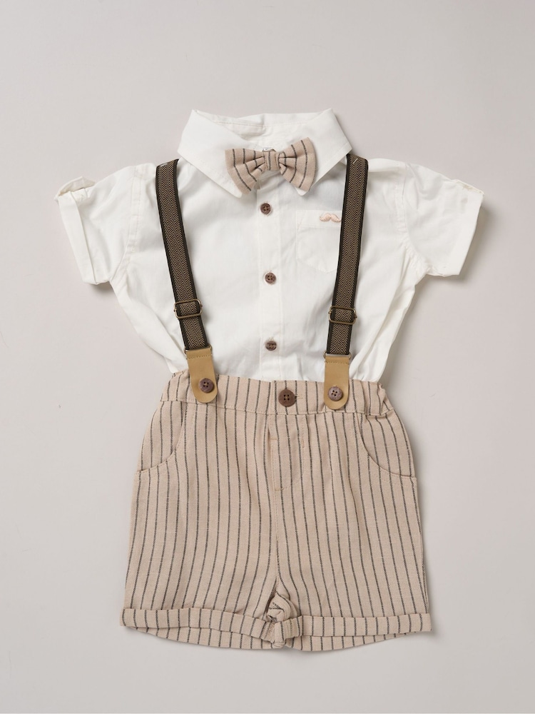 Little Gent Blue Shirt Shorts and Braces Outfit Set - Image 1 of 3