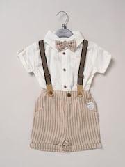 Little Gent Blue Shirt Shorts and Braces Outfit Set - Image 2 of 3