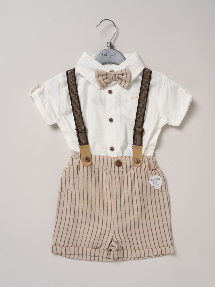 Little Gent Blue Shirt Shorts and Braces Outfit Set - Image 2 of 3
