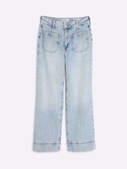 River Island Blue Petite Light Blue High Rise Wide Leg Jeans - Image 5 of 6