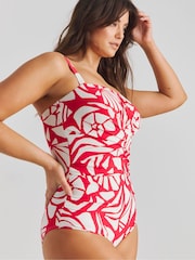 Rojo con estampado de conchas - Bañador palabra de honor Magisculpt de Simply Be  - Imagen 3 de 4