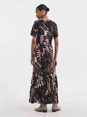 JD Williams Brown Notch Neck Animal Print Maxi Brown Dress - Image 2 of 4