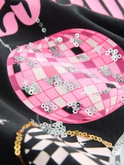 Black Festive Era Long Sleeve Sequin Top (3-16yrs) - Image 6 of 7