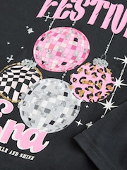 Black Festive Era Long Sleeve Sequin Top (3-16yrs) - Image 7 of 7