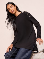 Friends Like These Black Button Detail Rib Tunic - Image 2 of 5