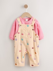 Cream/Pink Rabbit Baby Dungaree and Bodysuit Two Piece Set (0mths-3yrs) - Image 1 of 10