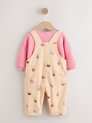 Cream/Pink Rabbit Baby Dungaree and Bodysuit Two Piece Set (0mths-3yrs) - Image 2 of 10