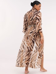 Simply Be Brown Open Beach Maxi Kaftan - Image 2 of 4