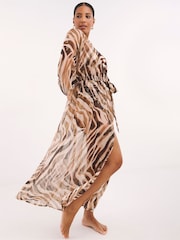 Simply Be Brown Open Beach Maxi Kaftan - Image 4 of 4