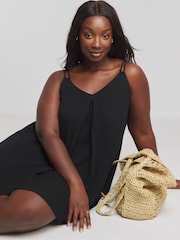 Simply Be Black Beach Strappy Mini Dress - Image 1 of 4