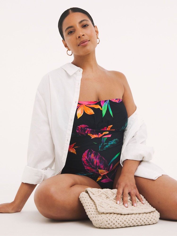 Estampado tropical - Bañador palabra de honor Magisculpt de Simply Be - Imagen 1 de 4 Estampado tropical - Bañador palabra de honor Magisculpt de Simply Be - Imagen 1 de 4