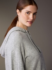 Grey Maternity Knitted Hoodie - Image 5 of 9