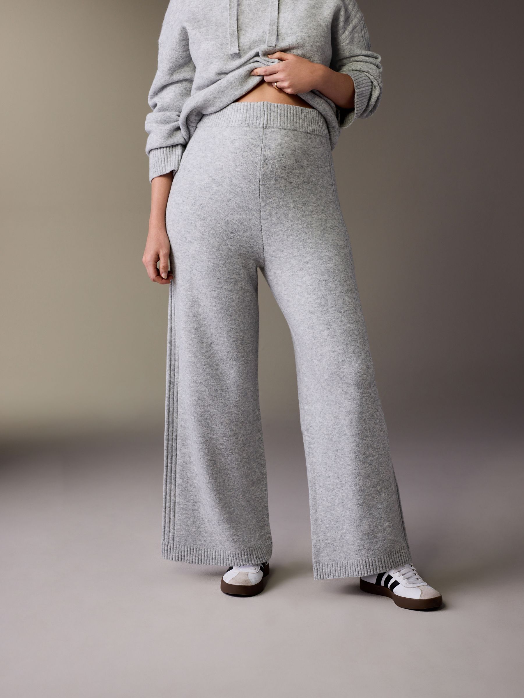 Buy Grey Maternity Knitted Wide Leg Trousers from Next USA