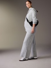 Grey Maternity Knitted Wide Leg Trousers - Image 4 of 9