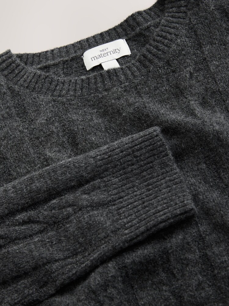 Charcoal Grey Maternity Knitted Nursing Dress - Image 2 of 5 Charcoal Grey Maternity Knitted Nursing Dress - Image 2 of 5