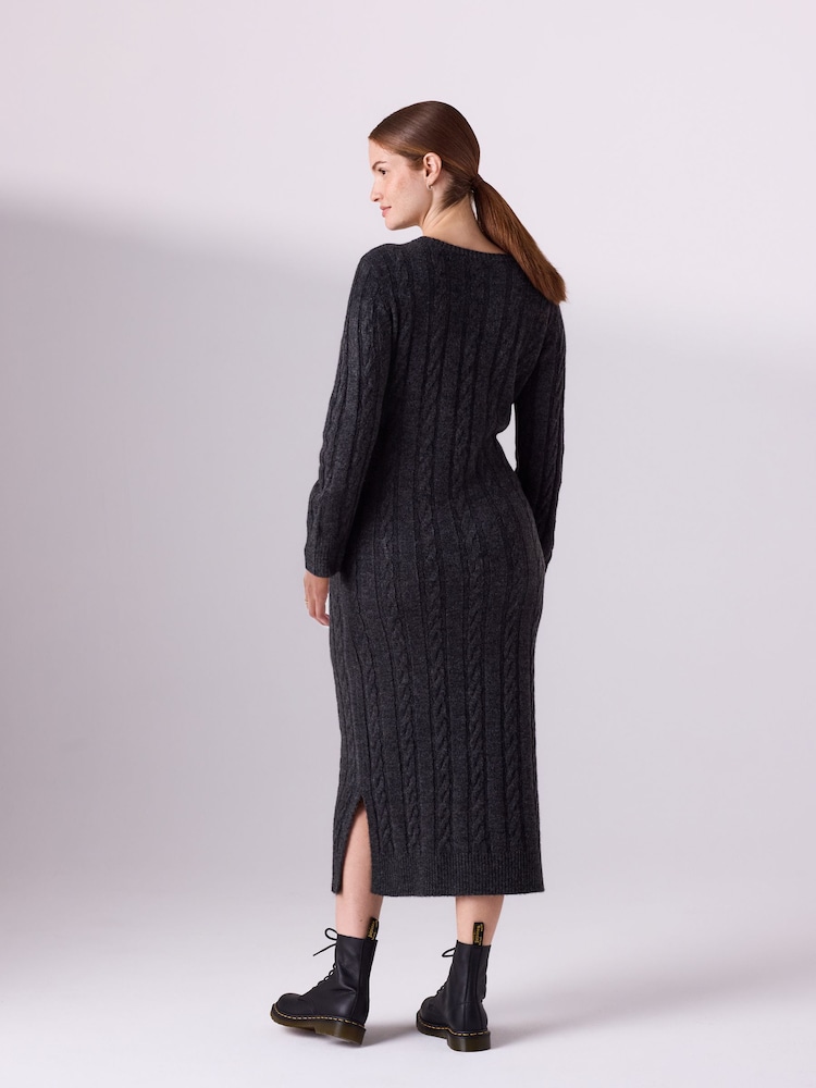 Buy Charcoal Grey Maternity Knitted Nursing Dress from Next USA