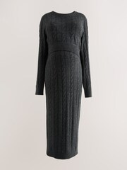 Charcoal Grey Maternity Knitted Nursing Dress - Image 5 of 5