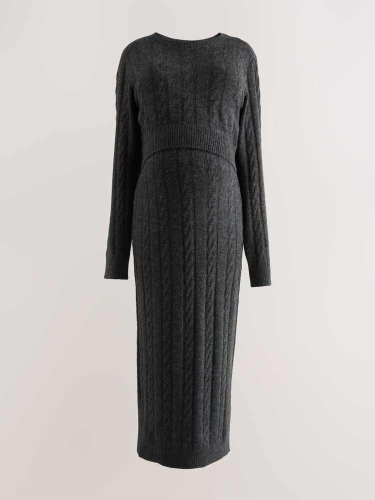 Charcoal Grey Maternity Knitted Nursing Dress - Image 5 of 5