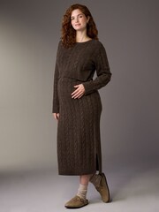 Chocolate Brown Maternity Knitted Nursing Dress - Image 3 of 9