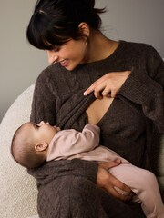 Chocolate Brown Maternity Knitted Nursing Dress - Image 4 of 9