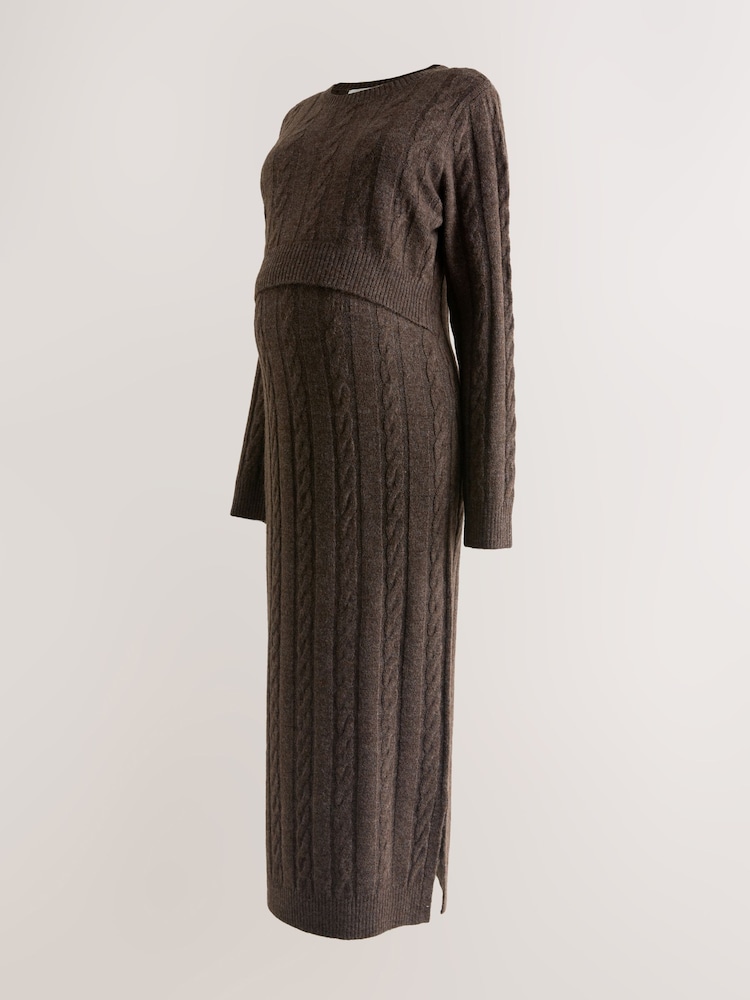Womens Next Chocolate Brown Maternity Knitted Nursing Dress M (US 8-10) Womens Next Chocolate Brown Maternity Knitted Nursing Dress M (US 8-10)