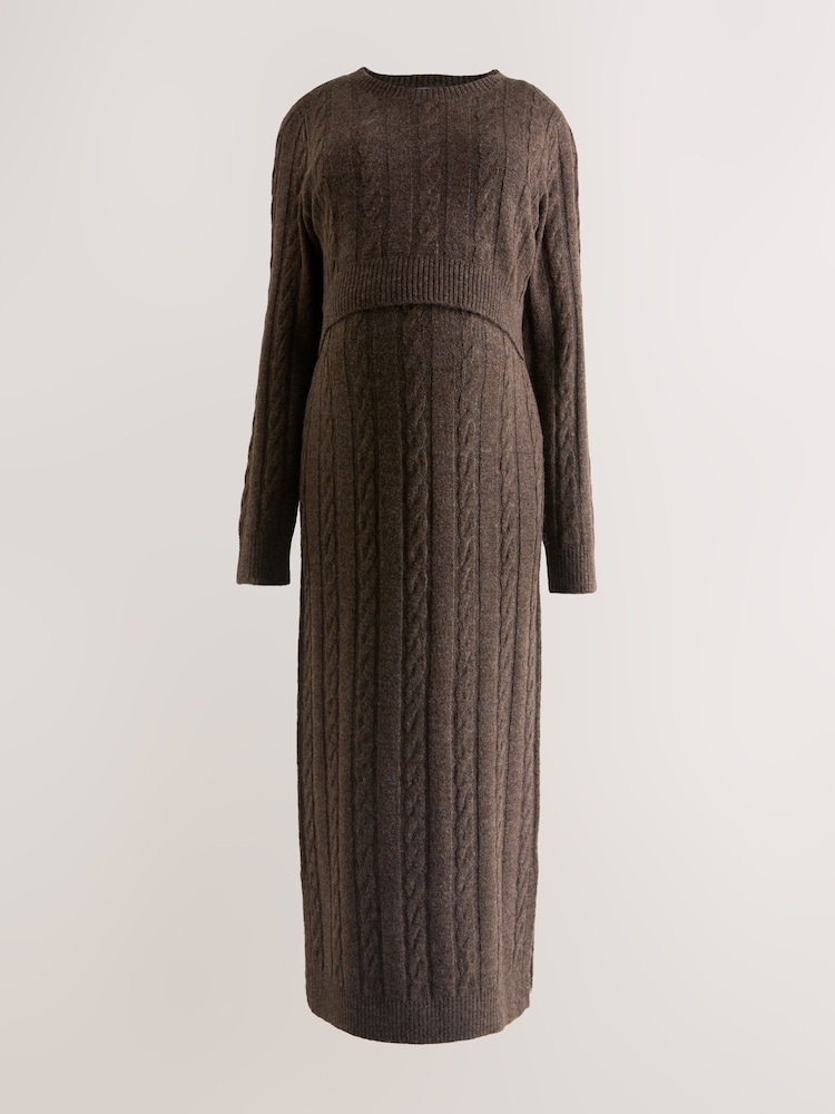 Chocolate Brown Maternity Knitted Nursing Dress - Image 9 of 9 Chocolate Brown Maternity Knitted Nursing Dress - Image 9 of 9