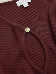 Burgunderrot - Maternity Knitted Keyhole Dress - Bild 3 von 4