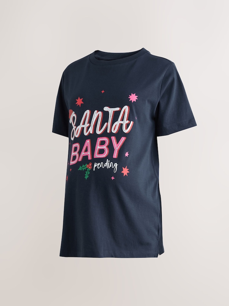 Christmas Navy Maternity Graphic T-Shirt - Image 1 of 4